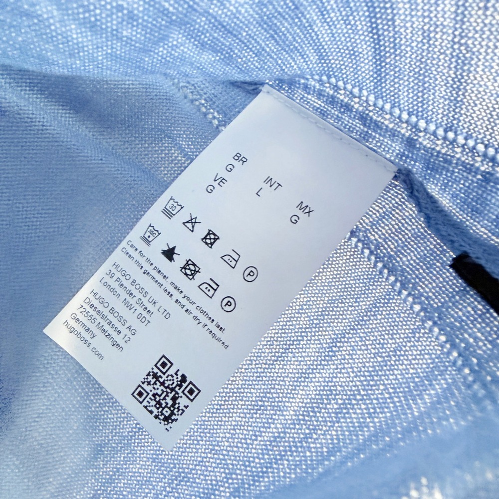 Boss Leno P Virgin Italian Wool Crewneck Sweater L Mens Pastel Blue Light NWT - Picture 7 of 9